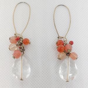 Coral/gold tone drop earrings